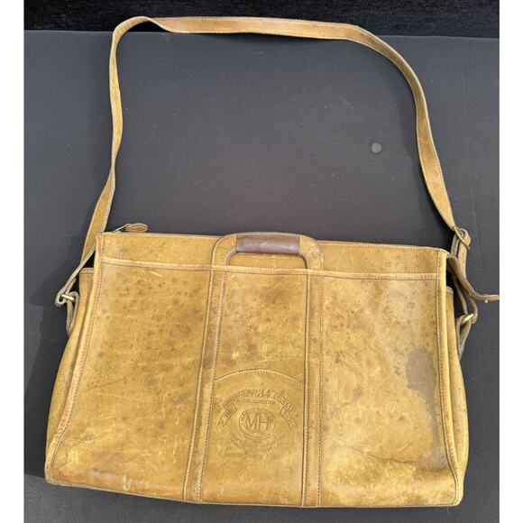 GHURKA No. 34 Expediter Marley Hodgson Chestnut 100% Leather Briefcase Needs TLC - Picture 1 of 12